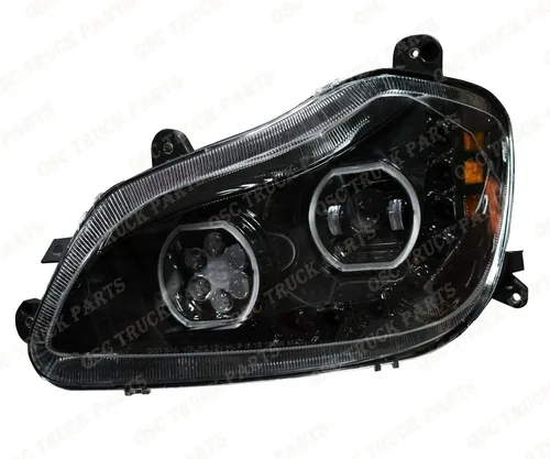 Vista 6 de Juego completo de faros delanteros LED de acero cromado con rejilla para Kenworth T680
