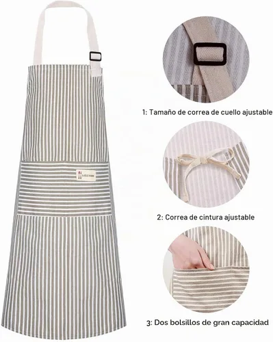 Vista 6 de Delantal con 2 bolsillos, paquete de 2 delantales de cocina Azul y verde