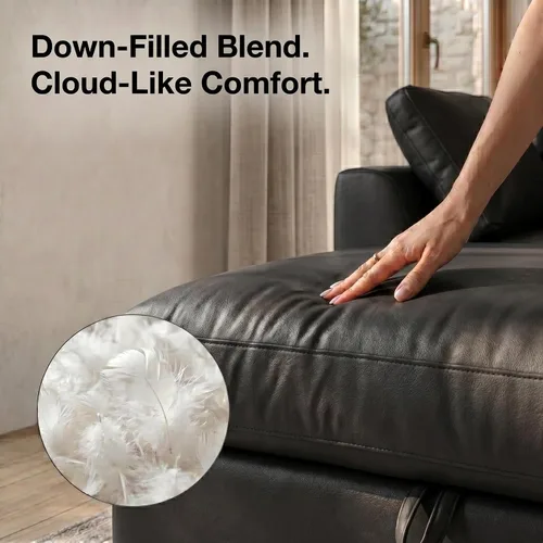 Vista 5 de WEUP Sofá modular de nube de 120 pulgadas de gran tamaño para sala de estar, sofá de nube en forma de L con otomana de almacenamiento, sofá de piel