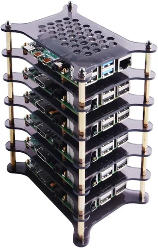 Vista 6 de GeeekPi Estuche de 6 capas con disipadores de calor apilable para Raspberry Pi 4/3/2 Modelo B, Raspberry Pi 3 Modelo B+ (marrón)