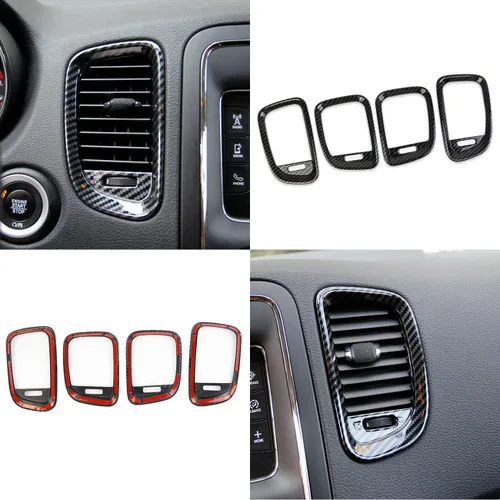 Vista 5 de Cubierta de rejilla de ventilación de tablero de fibra de carbono, kit de moldura de salida de aire acondicionado para Dodge Durango 2011-2020