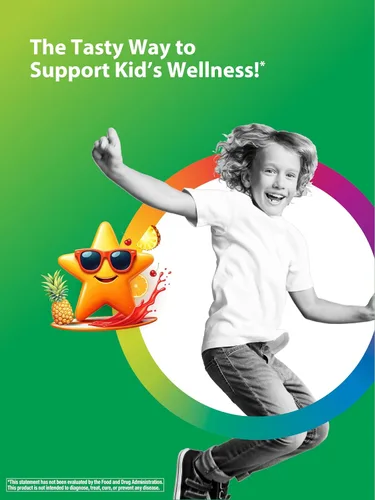 Vista 3 de Rainbow Light Kids One + Multivitamínico 90 tabletas Para mayores de 1 años Apto para el abdomen con probióticos Sabor a ponche de frutas