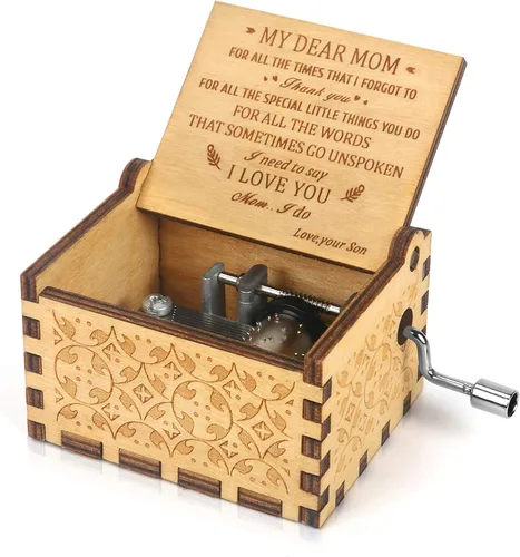 Vista 10 de Caja de música de manivela grabada, caja de música
