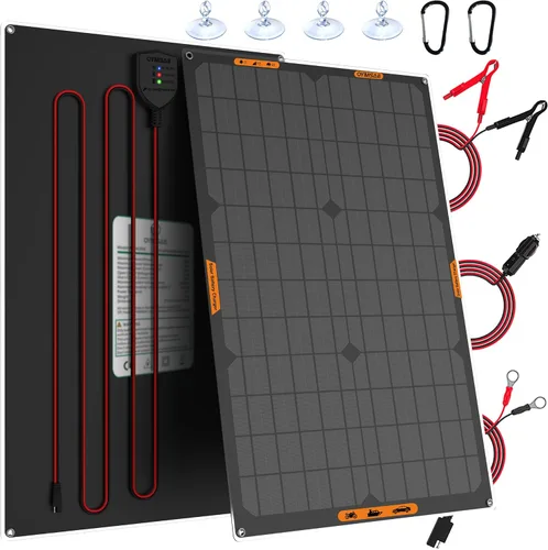 Vista 10 de OYMSAE Cargador de batería solar de 12 V, mantenedor de batería solar impermeable de 10 W, cargador de panel solar portátil con controlador MPPT