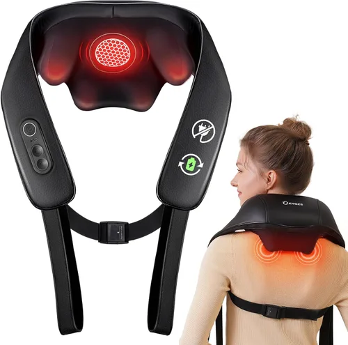Vista 10 de KNQZE Masajeador de cuello inalámbrico para aliviar el dolor de tejido profundo con calor