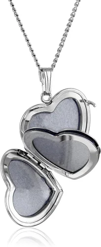 Vista 2 de Amazon Essentials Collar con medallón de corazón de cuatro imágenes de plata esterlina de 0.02 cttw con detalles de diamante, 18 pulgadas
