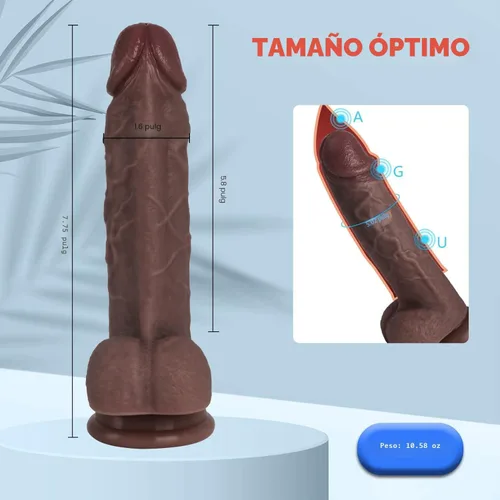 Vista 3 de Juguetes sexuales consolador de silicona realista, material seguro para estimulación del clítoris, la vagina y el ano con fuertes ventosas, juguetes