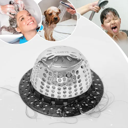 Vista 7 de LEKEYE Captador de pelo para drenaje de ducha/Cubierta de drenaje de bañera/Protector de drenaje para desagües de palanca y normales (Negro)