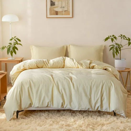 Vista 18 de Simple&Opulence - Juego de funda de edredón de lino francés 104"x 92" - 5 piezas (1 funda de edredón, 4 fundas de almohada) - Mezcla de lino natural