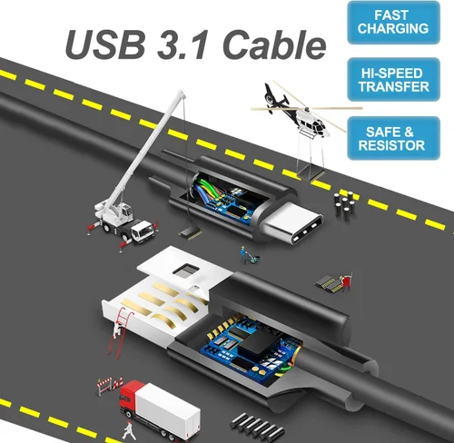 Vista 3 de FYOUNG Cable de carga para Switch OLEDSwitch LiteSwitchPS5Xbox Series XS, cable de alimentación de carga rápida USB C para Galaxy S9 Note 8 LG V20