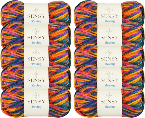 Vista 26 de Sensy Roving - Ovillo de lana multicolor, 3.5 onzas, 132 yardas, calibre 5, voluminoso (otoño)