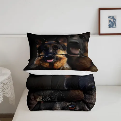 Vista 5 de Juego de edredón de perro de policía, tamaño individual, juego de ropa de cama de pastor alemán para niños, adolescentes, niños, adultos, lealtad