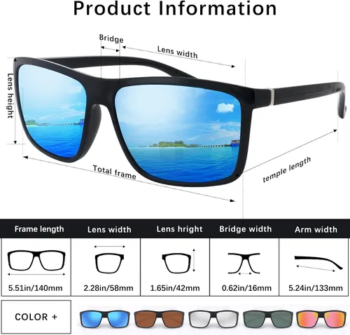 Vista 3 de VIYSIOO Gafas de sol polarizadas deportivas para hombre, protección UV400, modernas, clásicas, para hombres y mujeres (paquete de 2)