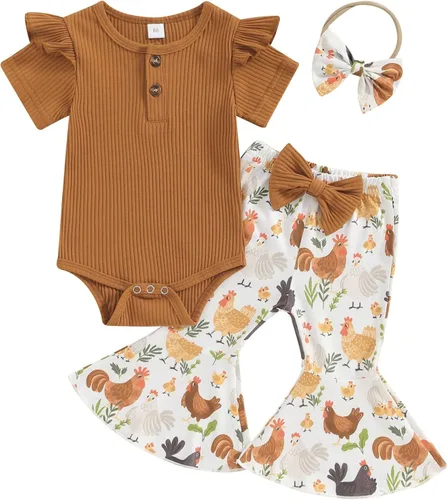 Vista 44 de Sejardin Ropa de verano para bebé y niña, recién nacida, manga corta, con letras, mameluco elástico con diadema