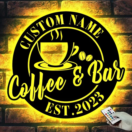 Vista 18 de Letrero de metal personalizado para barra de café Letreros de metal personalizados para cafeterías Letrero personalizado para decoración