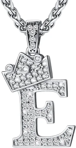 Vista 45 de U7 Crown Initial Number Necklace for Men Women A-Z Letter Pendant Chain a. Oro