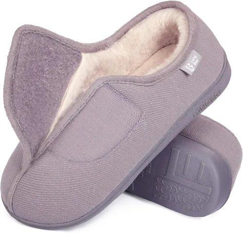Vista 10 de LongBay Pantuflas ajustables para mujeres, de espuma viscoelástica, cómodas, anchas, zapatos de casa para diabéticos, Edema, ortopédicos