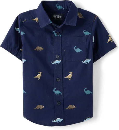 Vista 21 de The Children's Place Baby Boys' and Toddler Poplin Short Sleeve Button Down Shirt (Applemint)