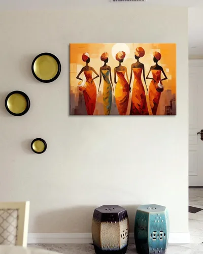 Vista 3 de Arte de pared abstracto afroamericano para sala de estar, imágenes artísticas negras, decoración de pared de mujeres negras, pintura de tribu