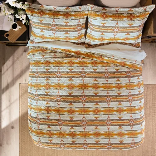 Vista 3 de CARSTENS, INC. Western Aztec Country - Juego de ropa de cama de microfibra de 3 piezas, juego de edredón de microfibra de 3 piezas, Wrangler Western