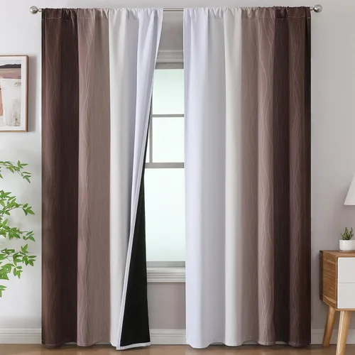 Vista 34 de Estelar Textiler Cortinas oscurecedoras beige y blanco grisáceo de 45 pulgadas de largo, cortinas graduadas con bloqueo de luz para baño, cortinas