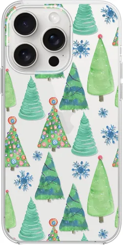 Vista 12 de Blingy's Funda para iPhone 15 Pro, bonito patrón de Navidad con diseño de copos de nieve de invierno, funda protectora transparente de TPU suave