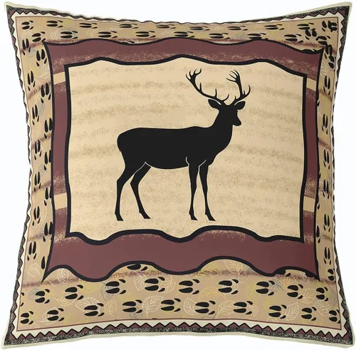 Vista 21 de Cartoon Bear Pillow Cover Cute Wild Animal Paw Print Cushion Cover for Kids Boys Girls Teens Jungle Pine Trees Silhouette Cabin Pillow Case for
