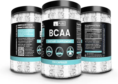 Vista 4 de Pure Original Ingredients BCAA (730 cápsulas) sin magnesio o rellenos de arroz, siempre puro, verificado por laboratorio