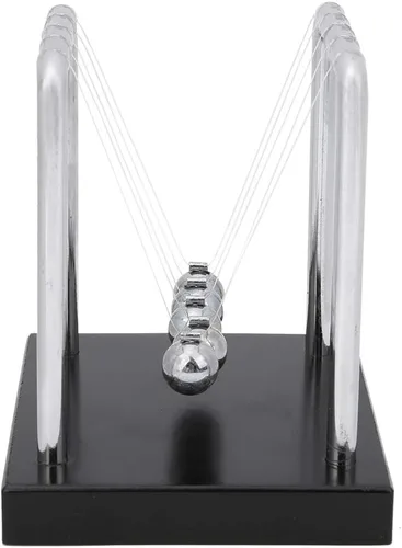 Vista 4 de Billar pequeño de madera maciza Newton, bola giratoria creativa de mesa táctil, base de madera, bola de equilibrio de acero y soporte, juguetes