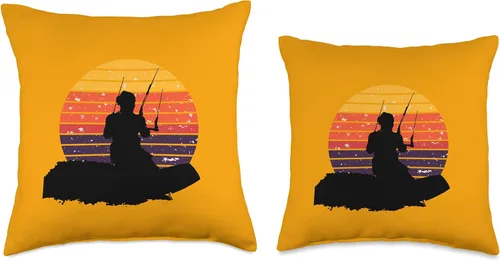 Vista 3 de Kitesurf Gifts and Surf Lover Tees by taiche Kitesurfer Surfing The Wave Artistic Silhouette Retro Sunset Throw Pillow, 18x18, Multicolor