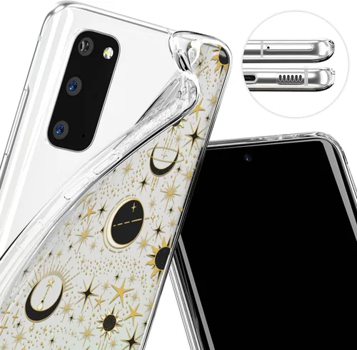 Vista 2 de Funda para teléfono compatible con Samsung Galaxy A73 A72 5G A71 A54 A52 A42 A34 A32 A14 A11 parachoques Celestial Magic TPU Crescent Moon Protector