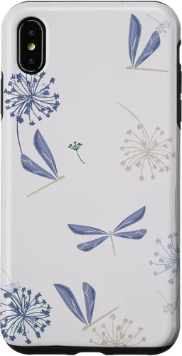 Vista 11 de Bonita funda para iPhone 17 con diseño de libélula de diente de león azul lavanda beige