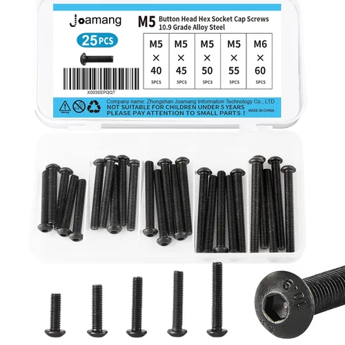 Vista 15 de Tornillos de cabeza de botón M5 x 8 mm, 12 mm, 16 mm, 20 mm, 25 mm, tornillos de cabeza de botón, acero de aleación de grado 10.9, acabado de óxido