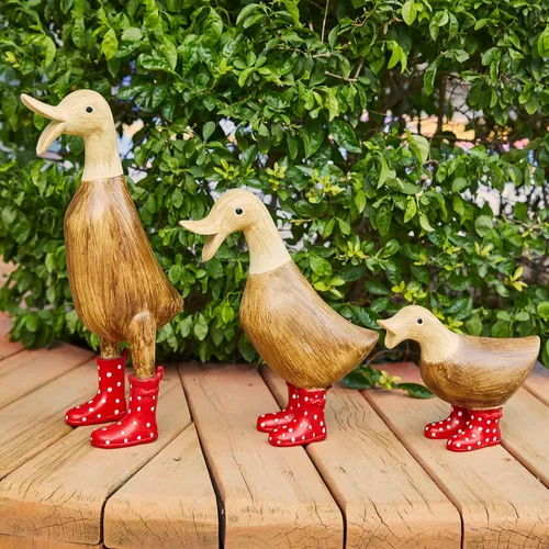 Vista 2 de Pato con botas, decoraciones de patio, arte de jardín, patos charcos con botas de agua manchadas lindas - Individual - Estatuas de decoración