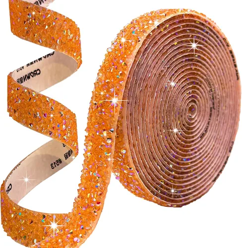 Vista 18 de Cinta autoadhesiva de resina negra con diamantes de imitación, 4 yardas, cinta de cristal brillante aplicable a bodas, cumpleaños, Navidad, fiestas