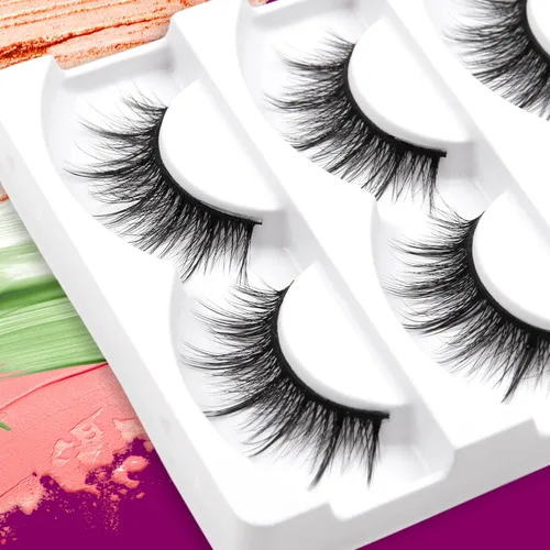 Vista 6 de Eliace Pestañas postizas de aspecto natural, pestañas de ojo de gato, tiras finas, pestañas postizas de visón 3D, pestañas postizas de volumen
