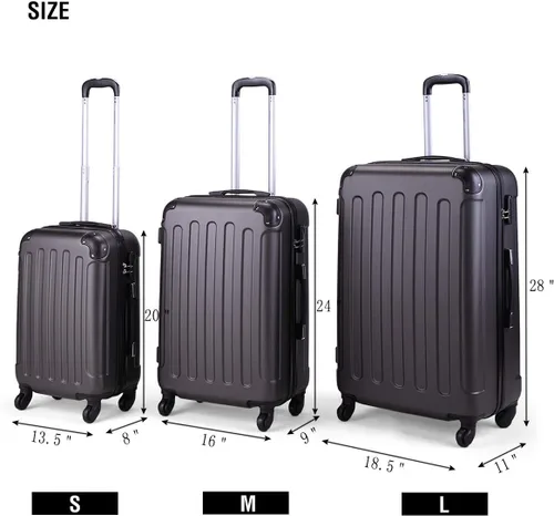 Vista 2 de 4 EVER WINNER Juego de equipaje de 3 piezas ABS rígido con rueda giratoria equipaje rígido ligero para bloqueo codificado de viaje 202428 pulgadas