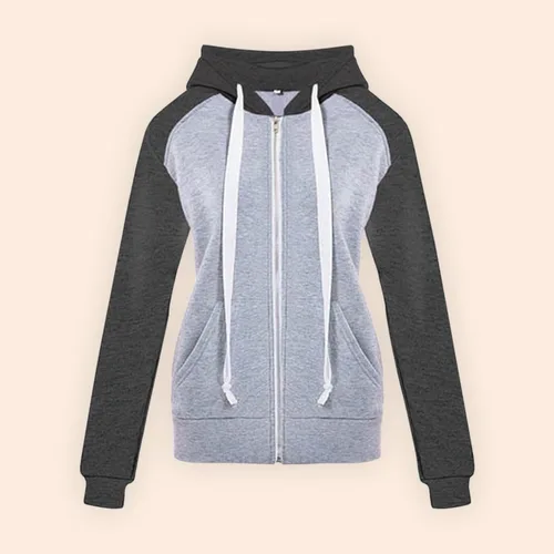 Vista 5 de Sudadera básica ligera con cremallera para mujer, de manga larga, delgada, con capucha, cordón abierto, talla grande