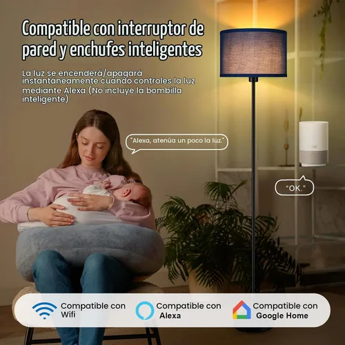 Vista 2 de Lámpara de pie BoostArea azul, lámpara de pie, lámparas de pie pequeñas para sala de estar, lámpara LED alta simple con pantalla, interruptor de pie