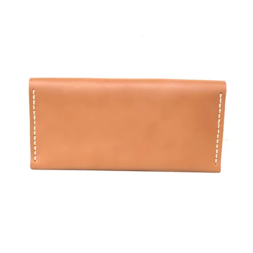 Vista 7 de Handmade Leather Multi-function Envelope Mobile Phone Card Holder Long Simple Wallet Cash(apricot)