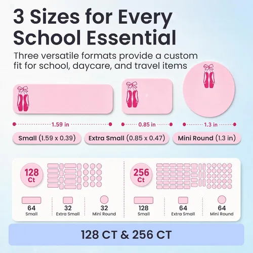Vista 3 de Suministros escolares etiquetas de nombre personalizadas, etiquetas adhesivas de nombre personalizadas lavables para niñas, etiquetas adhesivas