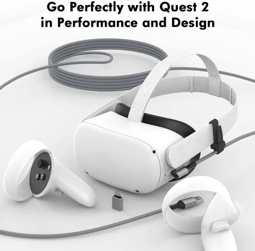Vista 2 de AMVR Cable de enlace de 16 pies compatible con Oculus Quest 2 cable de carga para Oculus Quest 2 con 1 adaptador USB tipo C cable USB 30 tipo C