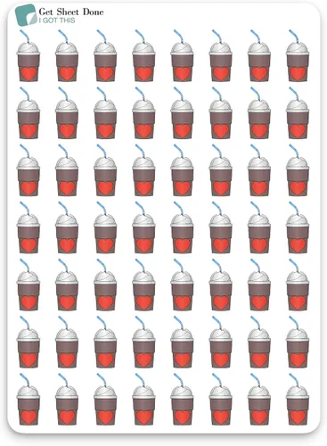 Vista 2 de Frappucino - Adhesivo para planificador de frappe, 54 divertidas calcomanías de vinilo L (1/2 pulgada), diseño Frappucino Date Me Time Self Care I