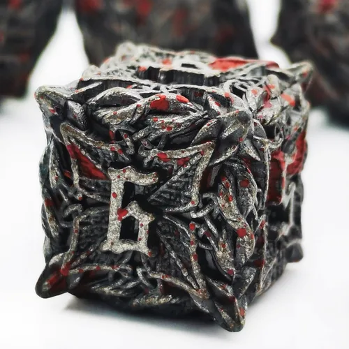 Vista 11 de Juego de dados de metal con hojas de vid mágicas huecas, juego de 7 dados para juegos de rol, dados de D&D Dungeons and Dragons