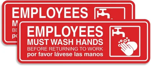 Vista 59 de Standard Employees Must Wash Hands - Letrero para puerta/pared, color negro, pequeño