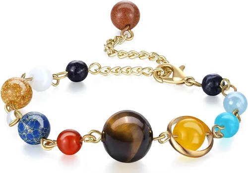 Vista 10 de Fesciory Solar System Bracelet for Women, Universe Galaxy Beaded Jewelry Azul 1