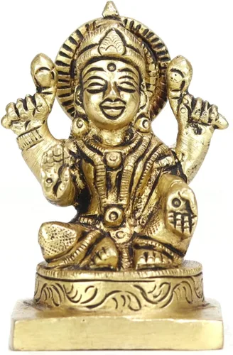 Vista 15 de ASHIRWAD Escultura de estatua de ídolo de latón para Diwali Pooja, templo, decoración del hogar, Vastu Laxmi Devi Maa AE000006-18 (Laxmi-18)