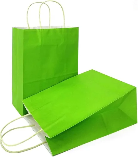 Vista 37 de AZOWA Bolsas de regalo mini de papel kraft con asas (Azul claro, 4x2.4x6, 25 piezas) Blue Color, Kraft Paper, Mini Size, 25 Pieces, Party Bags