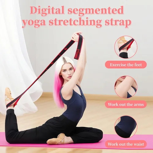 Vista 2 de UncleS Banda Elástica de Tensión para Ejercicios, Cuerda de tracción, Cuerda de Estiramiento de 8 Segmentos, Banda de Estiramiento para Pilates
