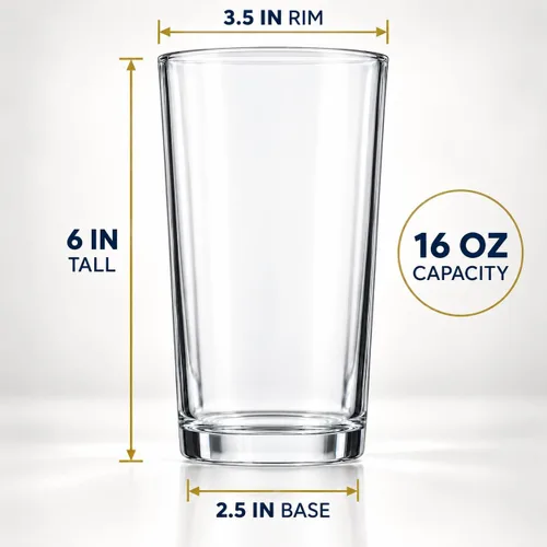 Vista 10 de Home Essentials - Juego de vasos para beber, 10 vasos de vidrio Highball, 16 onzas, vasos de agua básicos, cerveza, jugo, cócteles, vino, té helado